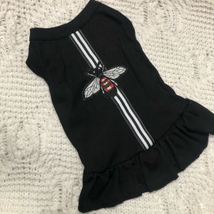 Black fancy stripes dog pet dress holiday noir bug bee medium elegant fashion